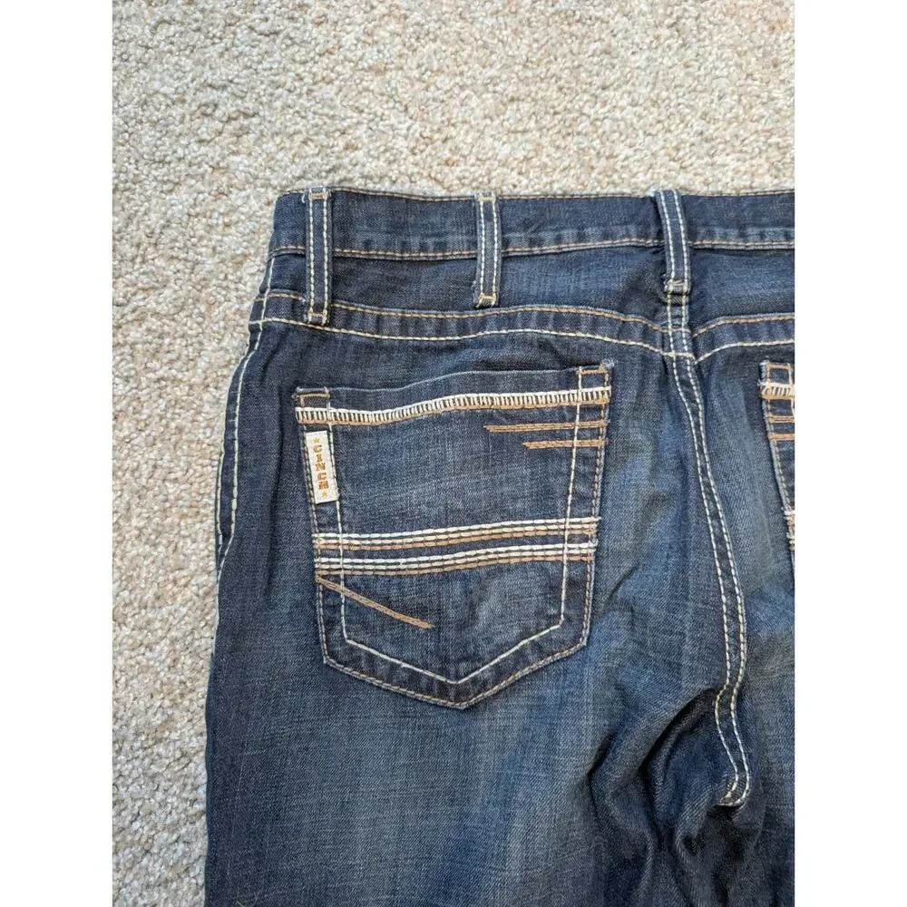 Cinch Ian Jeans Mens 32x33 Dark Wash Bootcut Thick Stitch Western Rodeo Cowboy